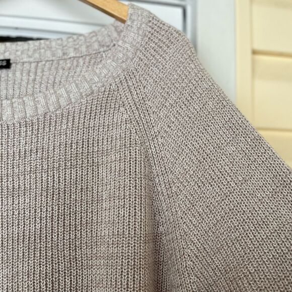 Express Beige Long Sleeved Crew Neck Sweater, Side slits, Large - Picture 7 of 8